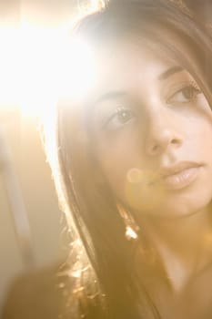 Portrait of pretty young Caucasian woman.