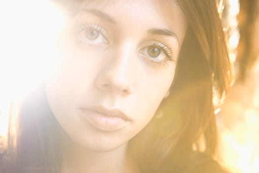 Portrait of pretty young Caucasian woman.