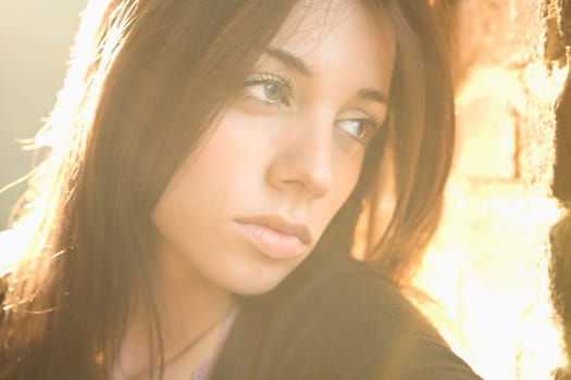 Portrait of pretty young Caucasian woman.