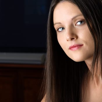 Portrait of pretty young Caucasian woman.