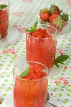 Two strawberry granité
