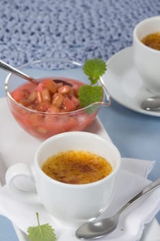 Cream and rhubarb