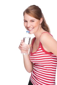 Woman with water bottle
