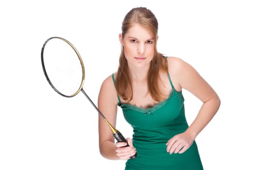Woman with badminton racket