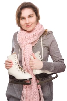 Woman with ice skates