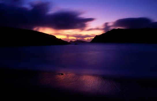 Clogher Beach at sunset, Dingle Peninsula, Co Kerry, Ireland