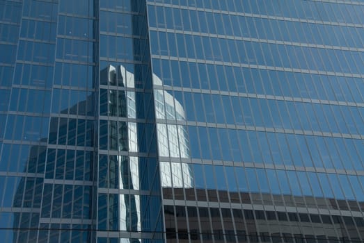 Detail of glass office towers, Vancouver, British Columbia, Canada