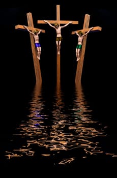 Jesus and two thieves on the cross