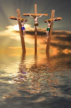 Jesus and two thieves on the cross