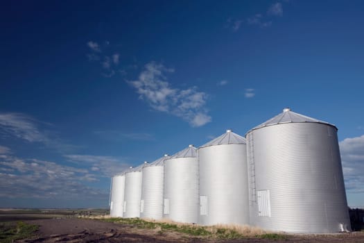 Row of metal silos