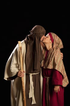 people dressed as mary and joseph