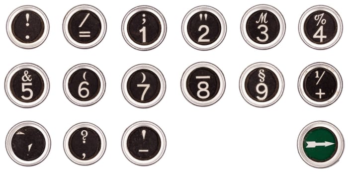 Old Typewriter Alphabet - Numbers and Special Characters of a Mechanical Alphabet