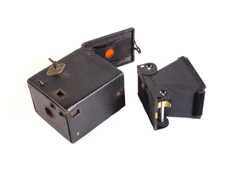 Old camera on a plain white background.