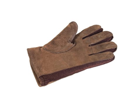 Mans gloves on a plain white background.