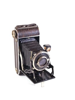 Old camera on a plain white background.