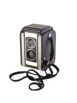 Old camera on a plain white background.