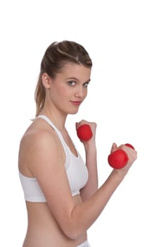 Fitness - Young sportive woman exercise with weights