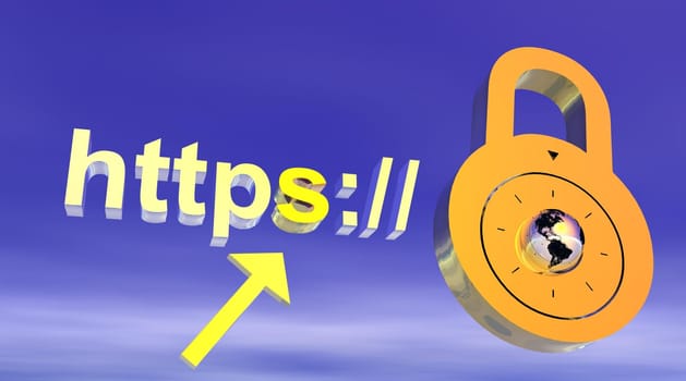 Internet secure address with padlock