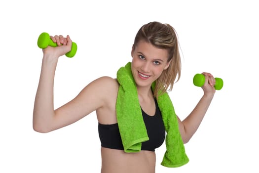 Fitness - Young sportive woman exercise with weights