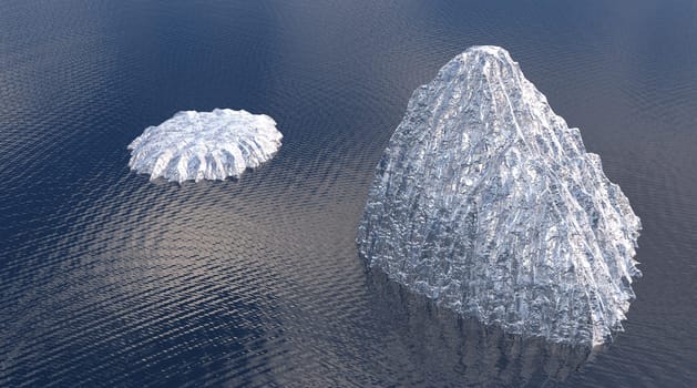 Two icebergs