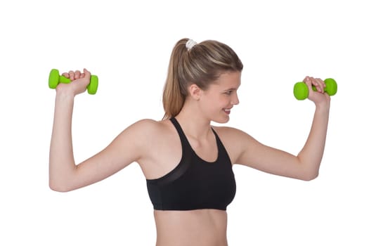 Fitness - Young sportive woman exercise with weights