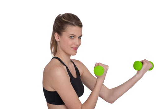 Fitness - Young sportive woman exercise with weights