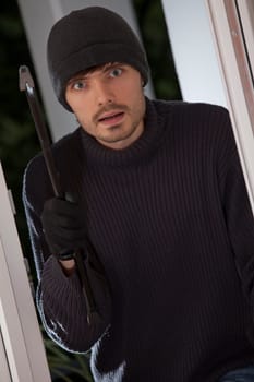 burglar with crowbar