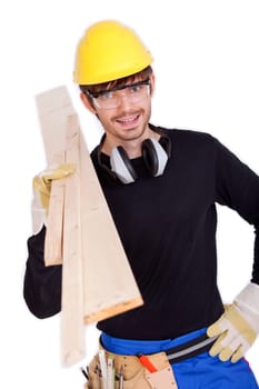 worker carrying woods