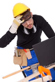 construction worker with laptop