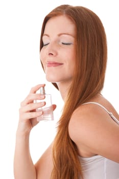 Body care series - Smiling young woman with perfume