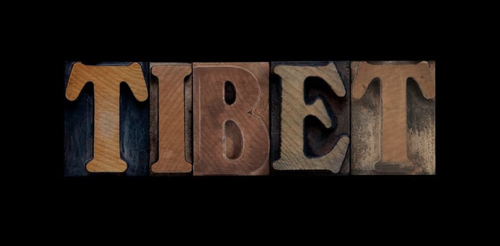 Tibet in old letterpress wood type