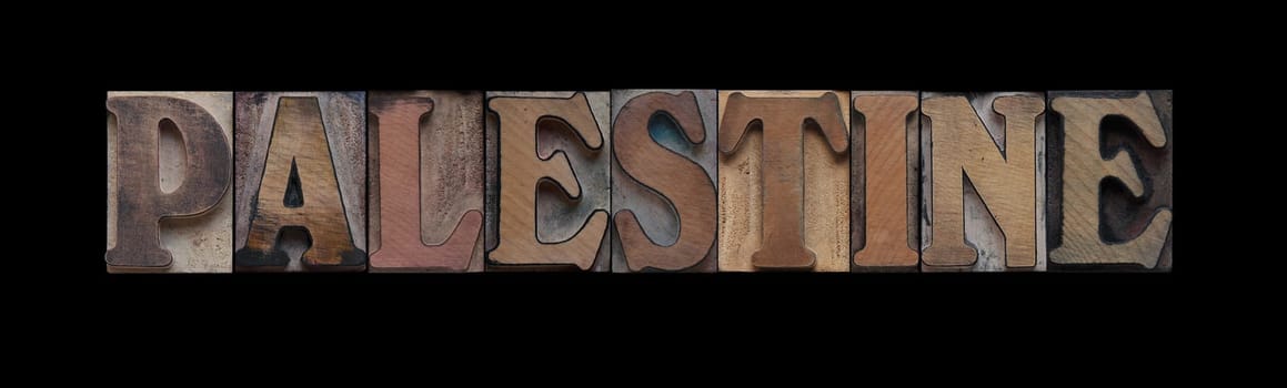 Palestine in old letterpress wood type