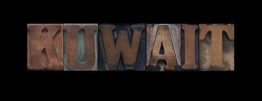 Kuwait in old letterpress wood type