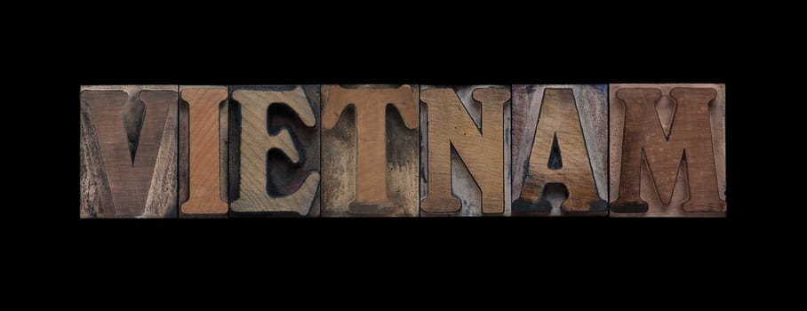 Vietnam in old letterpress wood type