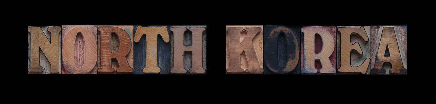 North Korea in old letterpress wood type