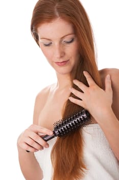 Body care - young woman brush hair