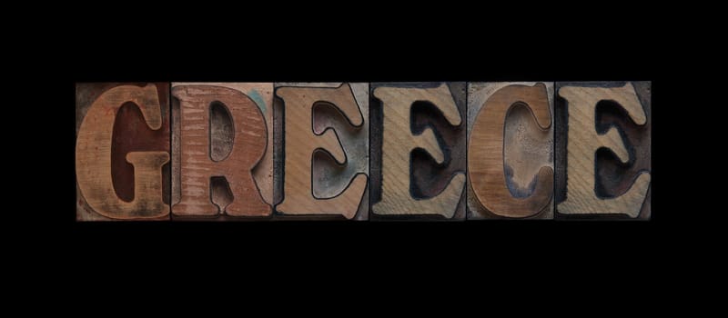 Greece in old letterpress wood type