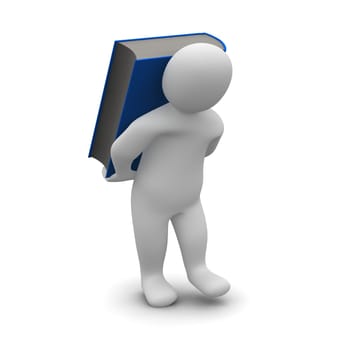 Man carrying blue hardcover book