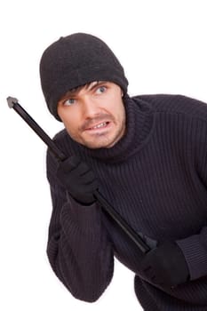burglar with crowbar