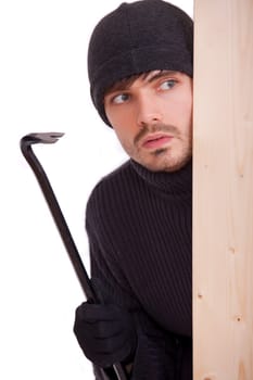 criminal guy with crowbar