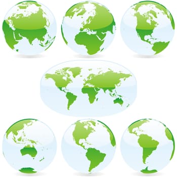 colored world map and globes