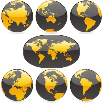colored world map and globes