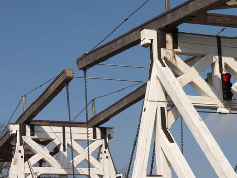 Upper part of a wooden bridge