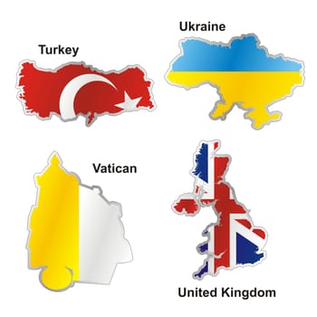 isolated international flag in map shape