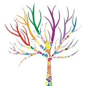 tree with colored patterns
