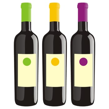 isolated wine bottles