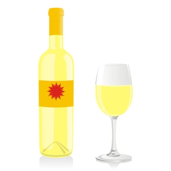 isolated wine bottle and glass