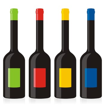 isolated balsamic vinegar bottles set