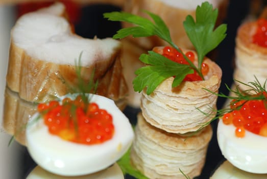 Fish platter with caviar eggs