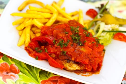 Schnitzel with grilled paprika,Hungarian